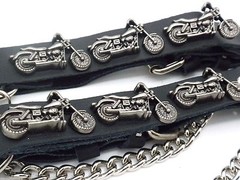 Genuine Leather Biker Motorcycle Boot Straps Chain Buckle Women&rsquo;s Men&rsquo;s PAIR NEW