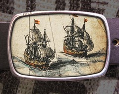 Sailing Ships Vintage Inspired Art Gift Belt Buckle