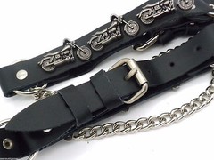 Genuine Leather Biker Motorcycle Boot Straps Chain Buckle Women&rsquo;s Men&rsquo;s PAIR NEW