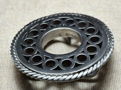 Vintage Style Round Belt Buckle Silver Tone Western Concho 2.5”