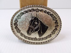 Bridled Horse Head Equestrian Oval Belt Buckle Made in USA