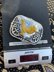 Western Buckle Gold Black Silver Rooster Cowboy 2 »Buckle Hebilla Vaquero Gallo