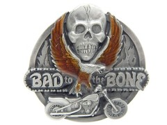 Bad To The Bone Skull Motorcycle Eagle Men&rsquo;s Belt Buckle Metal Siskiyou 1992 USA