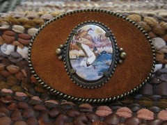 New Western Bronze and Suede Mallard Belt Buckle Artistic Impressions 
