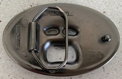 Kalan Skull & Crossbones Belt Buckle Bottle Opener Novelty Silver Tone Oval