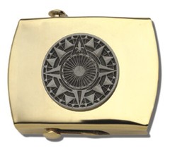 Nautical Compass Rose Brass Buckle, Military Style, 1-1/4&Prime; wide