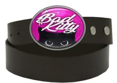 Bad Kitty Black Cat Hot Pink Punk Handmade Artisan Belt Buckle