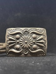 Handmade Native American Navajo plain sterling silver Belt Buckle stamped