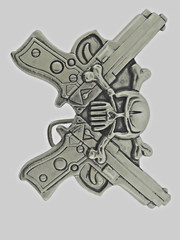 Skull Belt Buckles Gun Silver Metal Emblem Vintage Pirate Men Women Goth Tattoo