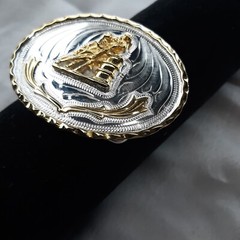 1 Mexican Alpaca Silver Brass Metal Western Belt Buckle