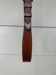 Douglas Magnus 4 Piece Sterling Silver Santa Fe Buckle Brown Leather Belt