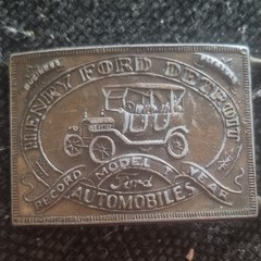 Ford Men&rsquo;s Rectangular Belt Buckle Bronze Metal Model T Henry Ford Detroit 1.5in