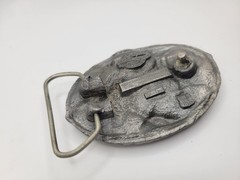 1980&rsquo;s Gold Miner Panning Pewter Silver Tone Belt Buckle Buckles Of America