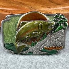 Vtg 1984 Siskiyou Buckle Co Salmon Fish Enameled Belt Buckle S-30 6.9 oz