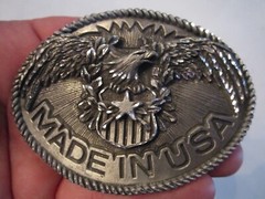 1995 EAGLE BELT BUCKLE – MADE IN U.S.A. – HIGH RELIEF – 3 3/4&Prime; X 2 3/4&Prime; – GW-2