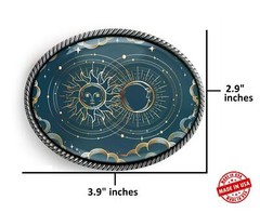 Divination Belt Buckle – Sun and Moon Tarot Astrology Handmade Boho Buckle – 816