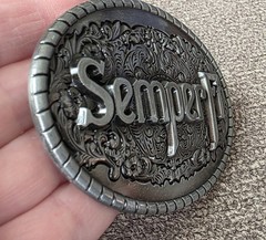 Marine Corps USMC Semper Fi Silver Western Military Belt Buckle Oval Metal Men