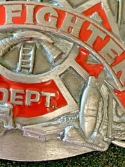 VINTAGE FIRE FIGHTER BELT BUCKLE FIRE DEPT. PEWTER R-92 America&rsquo;s Heroes EUC!