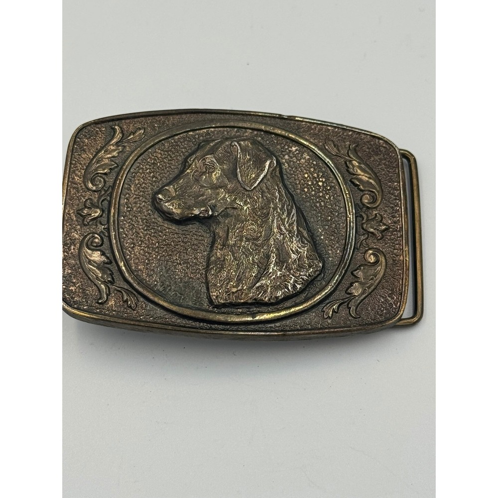 Vintage 1977 Wyoming Studio Art Works Labrador Retriever Belt Buckle RJ Ventrice