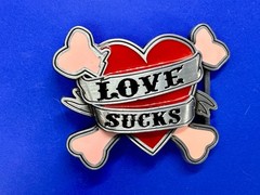 LOVE SUCKS Red Hearts Pink Crossbones Ladies Buckle Rage Belt Buckle