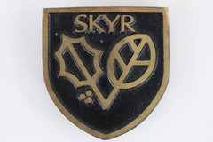 Vintage 70s Skyr Skiing Spell Out Dynabuckle Provo Utah Brass Belt Buckle Gold