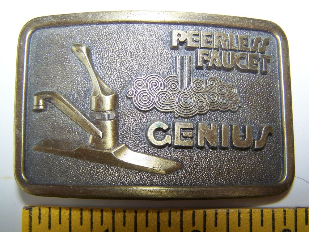 Vintage Peerless Faucets Genius Brass Belt Buckle