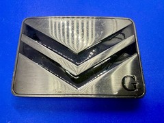 Two Stacked Chevron Shapes? Black Enamel Stripes G Letter Belt Buckle