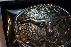 Crumrine Belt Buckle LONGHORN Oval Long Horn Silver C10019