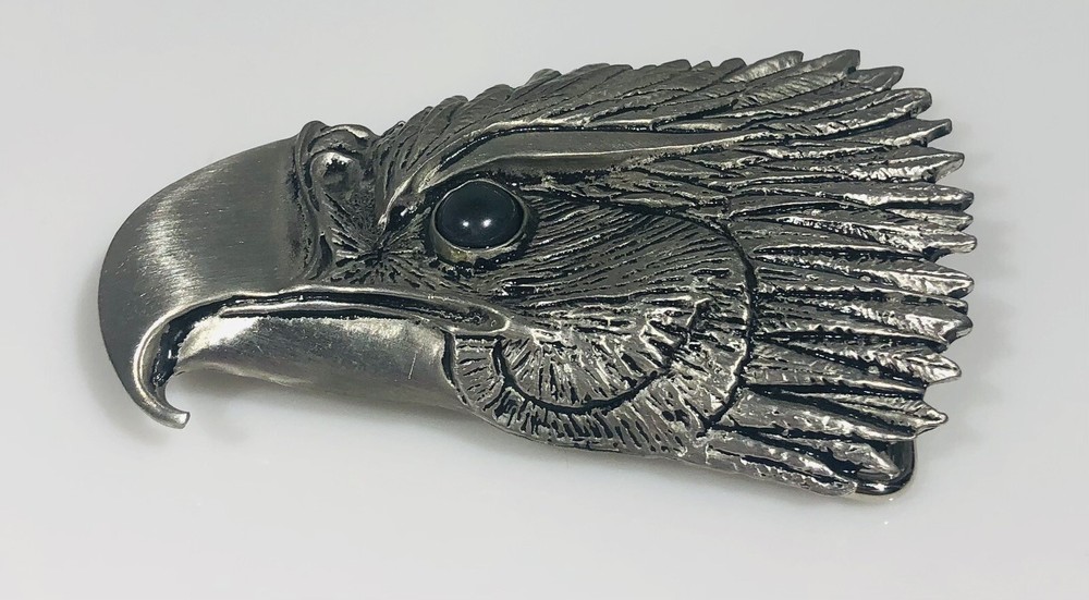 Vintage Frederick Pewter Bald Eagle Head Belt Buckle Genuine Solid Canada