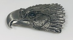Vintage Frederick Pewter Bald Eagle Head Belt Buckle Genuine Solid Canada