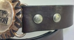 vintage HARLEY DAVIDSON motorcyle BELT BUCKLE metal leather Size 80 /24
