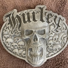 Vintage Hurley Skull Bottle Opener Metal Belt Buckle Gothic Punk Rock