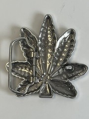 Marijuana Pot Leaf Belt Buckle Silver tone