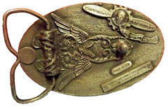 Vintage Metal I&rsquo;d Rather Be Fishing Belt Buckle Pewter Color Capt Hawk&rsquo;s USA