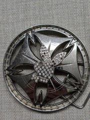 vintage PLAYBOY belt buckle SPINNER chrome BUNNY metal rhinestone STUDDED