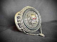 “ Skull Reliquary Halo” Buckle Gothic Beaded Chain 3” x 3” OOAK Darren McNeese