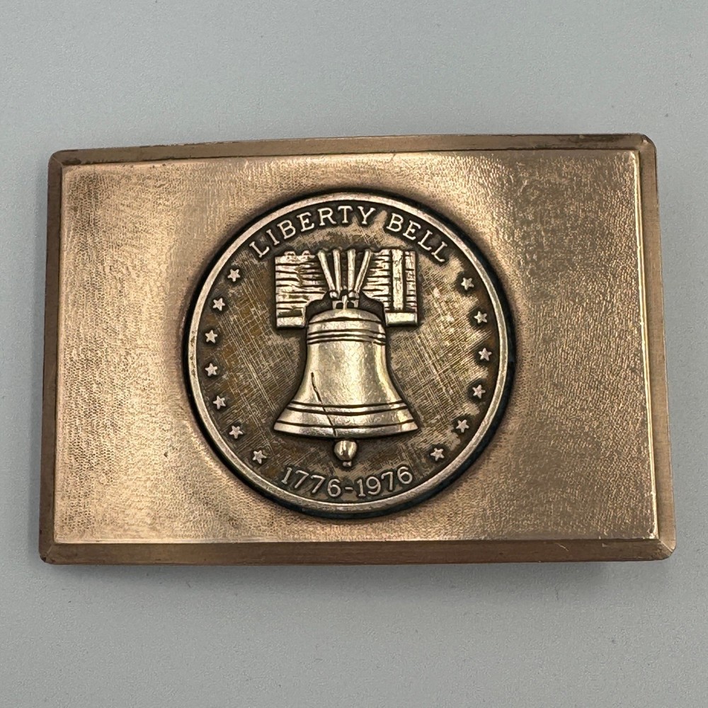 Vintage Liberty Bell Bicentennial 1776-1976 Brass Tone Belt Buckle Americana