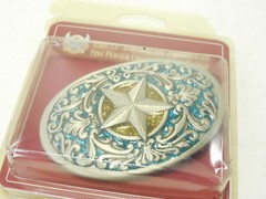 Vintage Star Blue and Gold Pewter Collectable Belt Buckle – Texan
