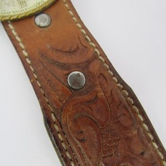 Vintage Tony Lama German Silver Belt Buckle and leather Belt