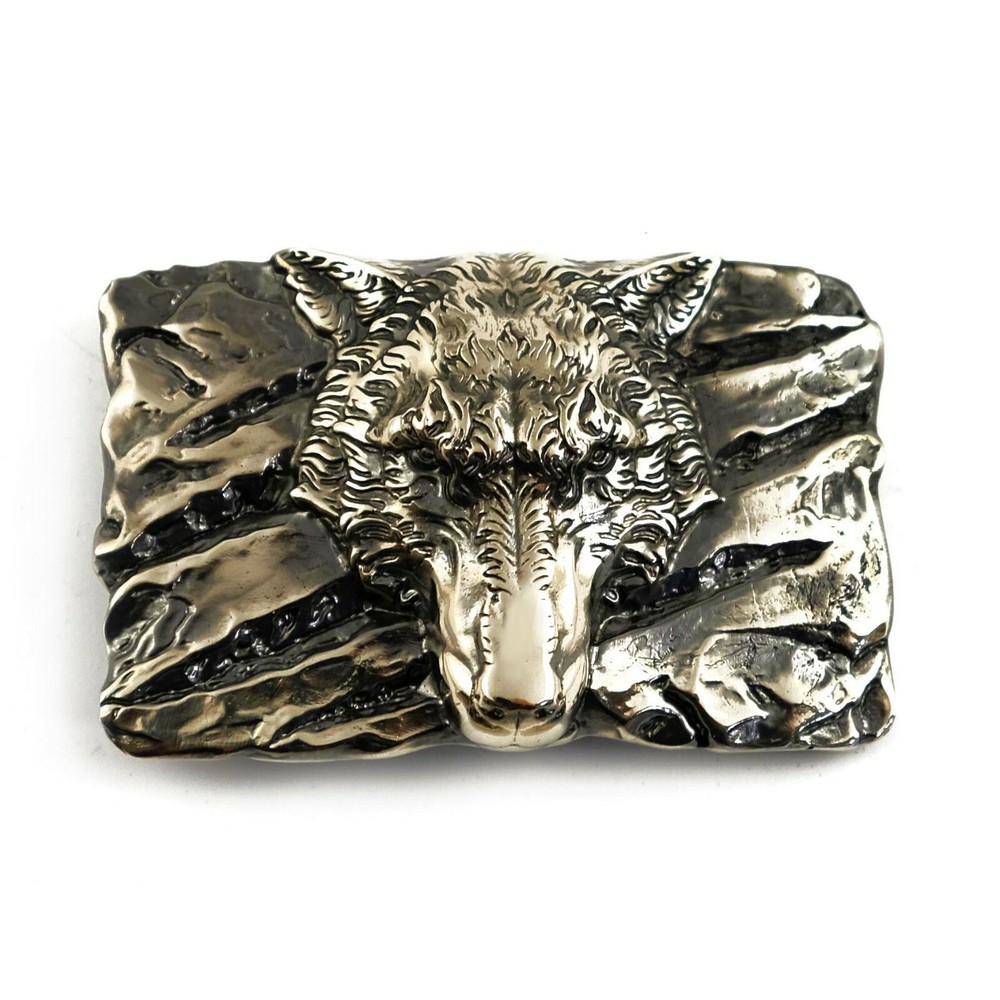 German silver belt buckle « Fenrir Wolf », Animal belt buckle; Werewolf buckle