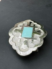 Large Robert Lee Morris Studio 925 Sterling Silver and Turquoise Belt Buckle
