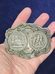 Vtg 1976 Lewis Buckles Spirit of 76 Liberty Bell USA Bicentennial Belt Buckle