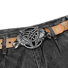 VIGOROSO Men Gothic Funny Lovely Celtic Wild Wolf Fox Double Head Belt Buckle