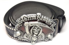 GRIM REAPER MEMENTO MORI BLACK SKULL BELT BUCKLE