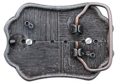 Antiqued Southwest Pewter Western Oval White Wood Opal Cab Belt Buckle EPBB103