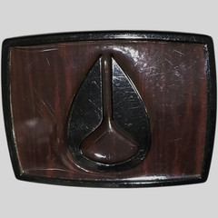 NIXON Mens Metal Faux Dark Wood Grain Black Logo Belt Buckle size Medium RARE!!