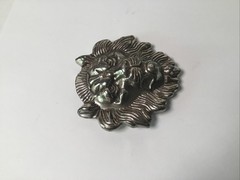 Lions Head Metal Heavy Belt Buckle 3.25” X 3.5”.
