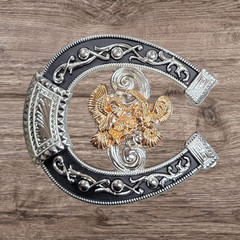 Cowboy Belt Buckle For Men Fighting Roosters 4.25&Prime;x3.75&Prime; Black Tone/Silver/Gold