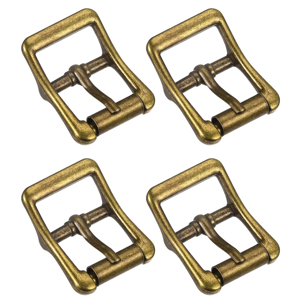 4Pcs 0.87&Prime; Single Prong Belt Buckle Square Center Bar Buckles for Belt, Brass