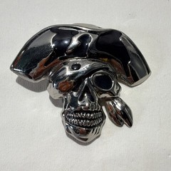 Silver Black Pirate Skull Metal Belt Buckle